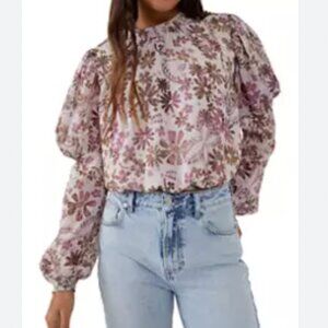 Free People Clarissa Printed  Blouse